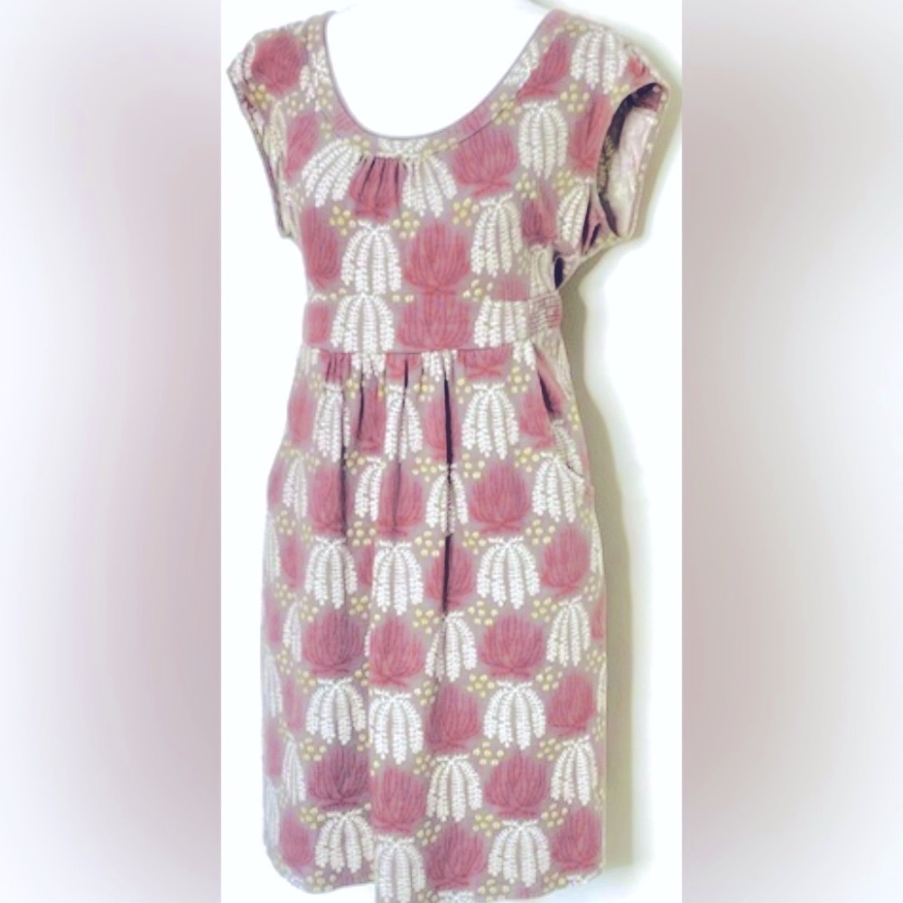 Boden Margot Capped Sleeve Jersey Knit Mini Dress in Botanical Print